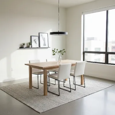 A stylish and functional budget dining table in a modern dining room setting with natural light